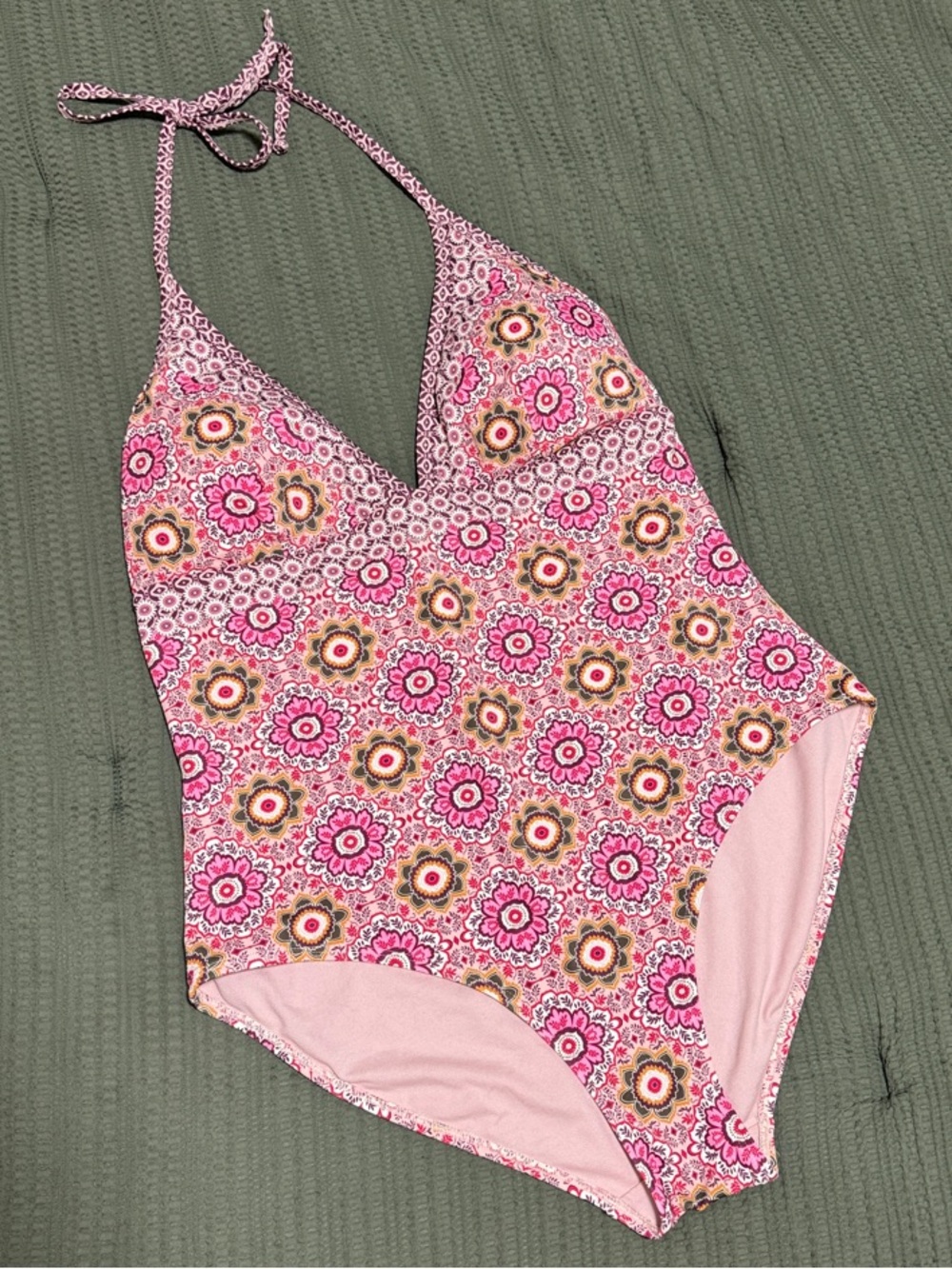 Boden Floral Medallion Halter One-Piece Swimsuit